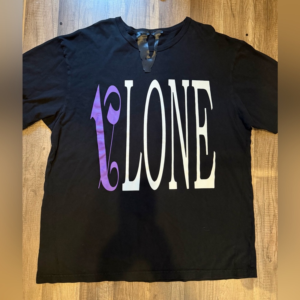 VLONE Black Tee with Purple and White Logo 100% authentic